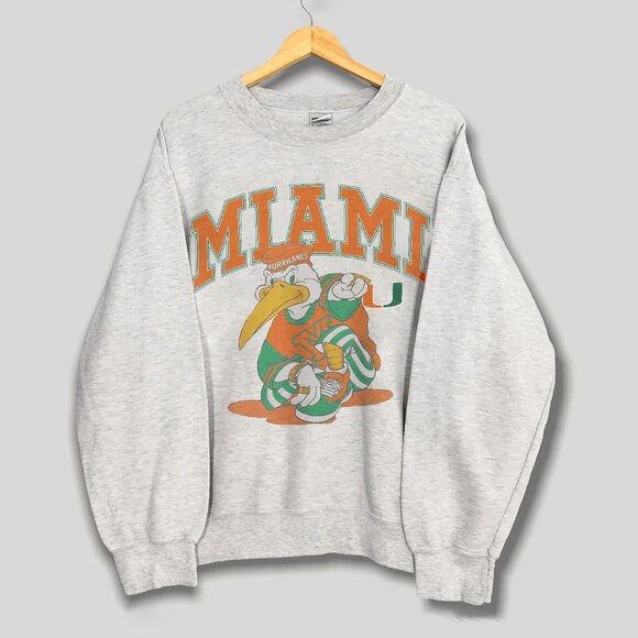 Vintage 90s Miami Hurricanes Football Shirt, Retro University Of Miami Shirt Tee - Picture 1 of 2